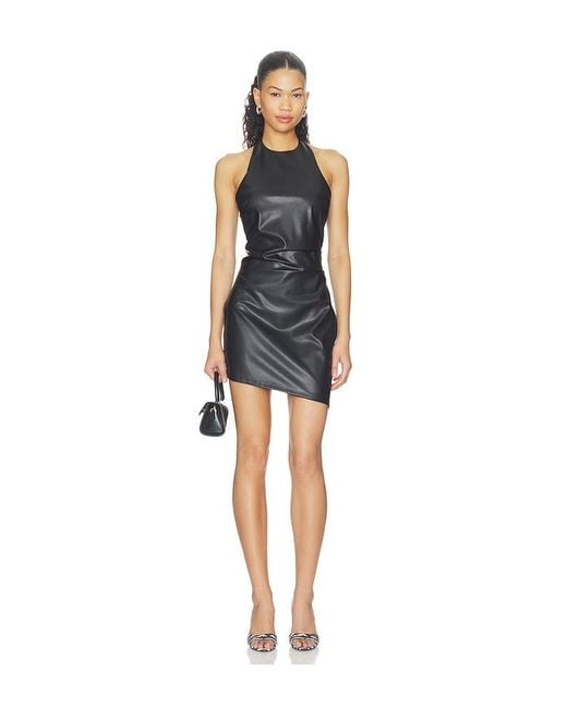 superdown Black Calania Faux Leather Mini Dress