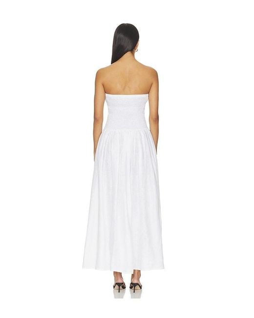 Susana Monaco White Solid Linen Smocked Waist Tube Maxi Dress