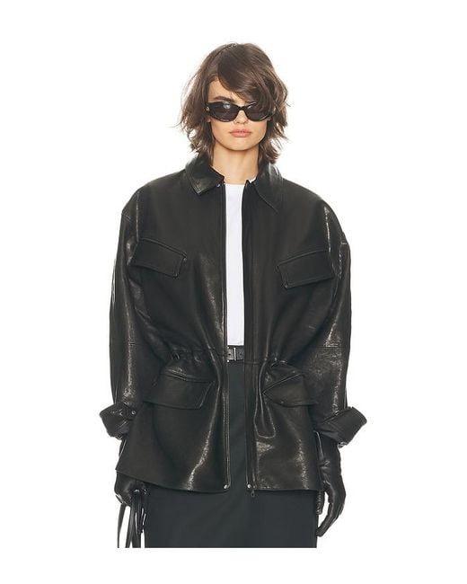 Helsa Black The Peplum Leather Moto Jacket