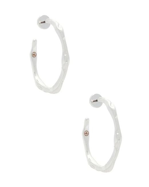 Ettika White Classical Wave Hoops