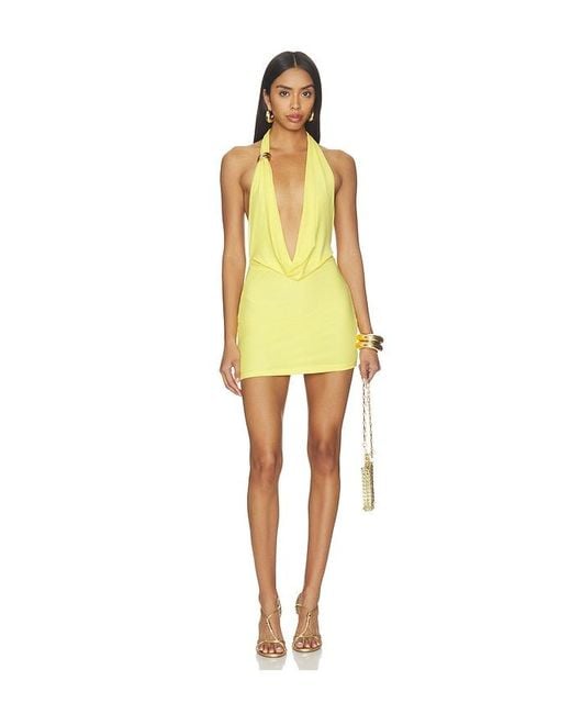superdown Yellow Blaise Halter Mini Dress