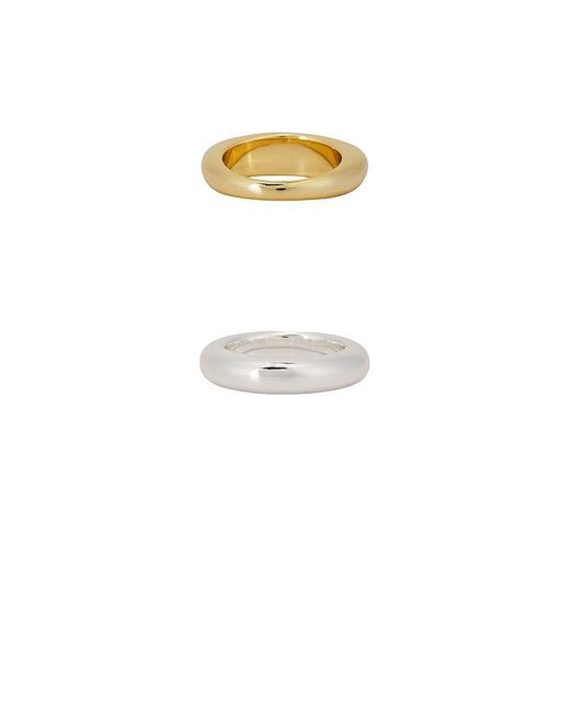 Ettika White Modern Dome Ring Set