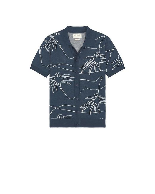 Far Afield Blue Palms Knitted Shirt for men