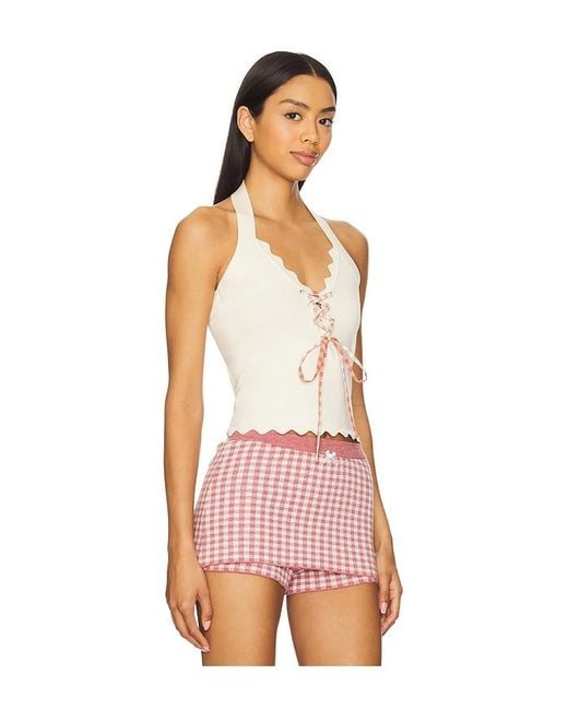 For Love & Lemons Pink Sisi Scallop Knit Tank