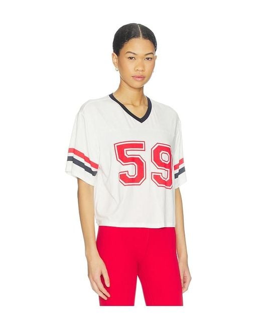 Splits59 Red Rex Varsity Jersey V-Neck Top