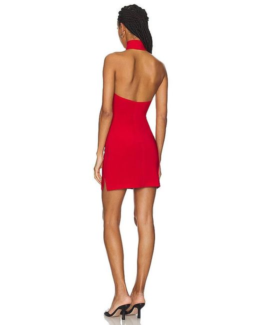 Norma Kamali Red Halter Turtle Side Slit Mini Dress