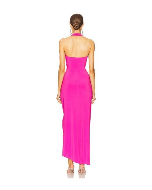 Norma Kamali Pink X Revolve Halter Sweetheart Side Drape Gown