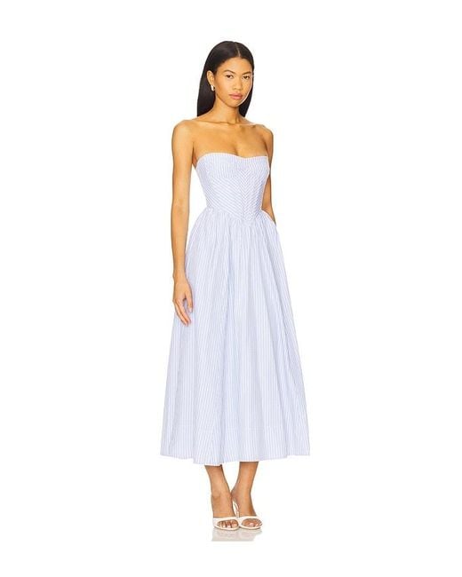 Bardot White Lola Corset Stripe Midi Dress