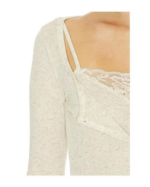 Lioness White Babydoll Long Sleeve Top