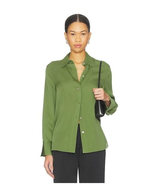 Vince Green Long Sleeve Button Down Blouse