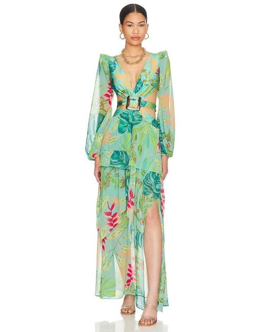 PATBO X Revolve Tropicalia Belted Cutout Maxi Dress in Green | Lyst