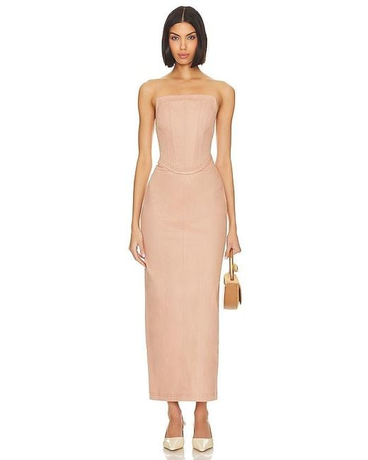 LPA White Livia Corset Maxi Dress