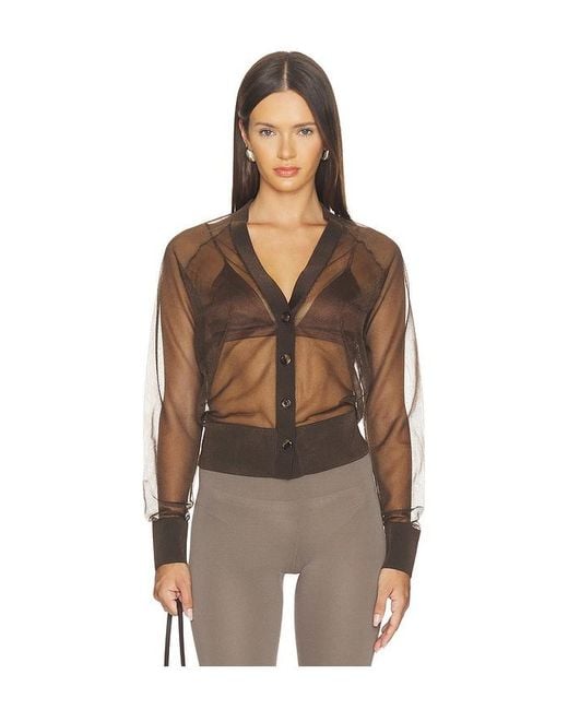 RENGGLI Brown Sheer Knit Cardigan