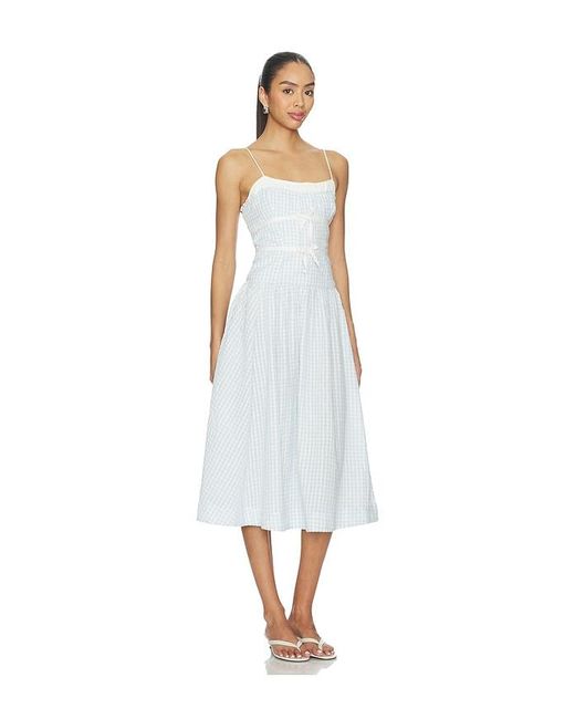 For Love & Lemons White Georgia Gingham Midi Dress