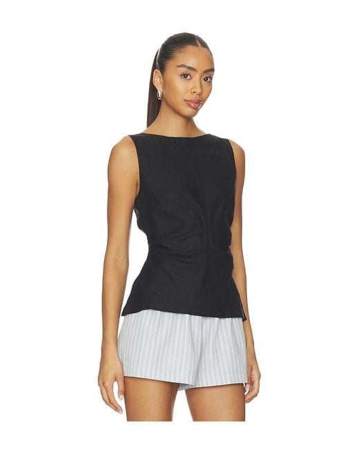 Madewell Black Linen Addison Top