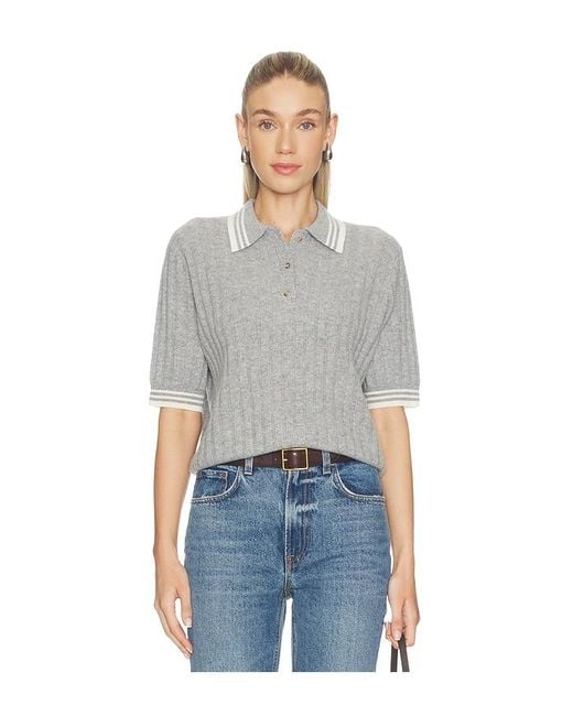 Soft Goat Blue Striped Pique Top