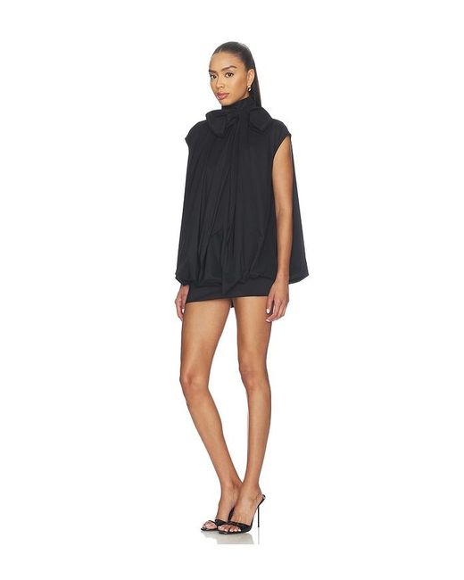 Prabal Gurung Black Tie-Neck Cocoon Mini Dress