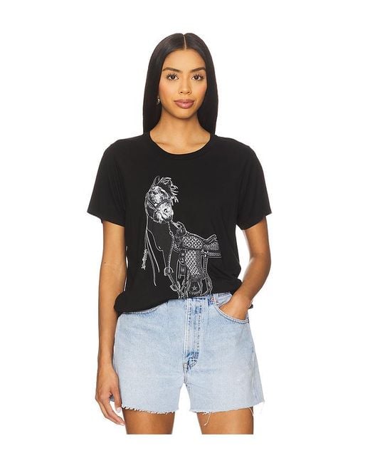 Lauren Moshi Black T-Shirt Mit Motiv Horse
