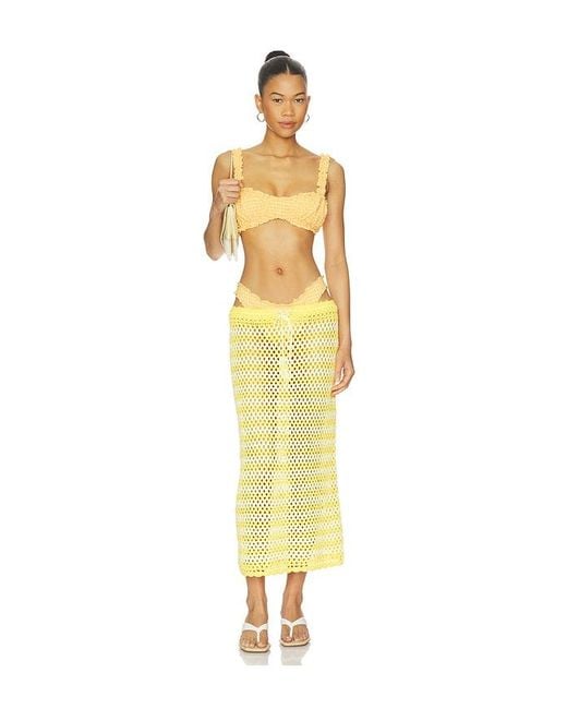 Jonathan Simkhai Yellow Welles Crochet Midi Skirt