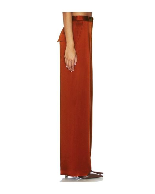 LAPOINTE Red Satin Relaxed Pleated Pant