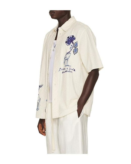 Scotch & Soda Natural Delfts Blauq Worked Out Relaxed Fit Short Sleeved Shirt for men