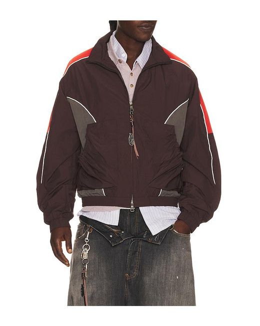 ANDERSSON BELL Brown Color Block Nylon Track Jacket for men