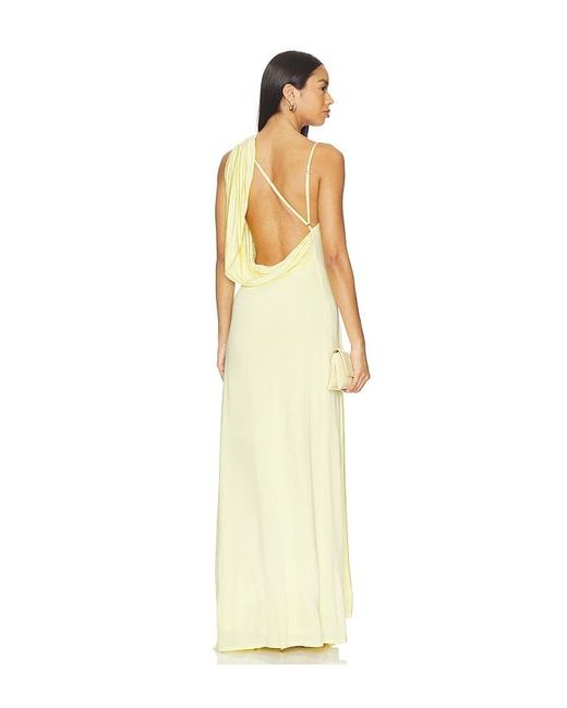 Nbd Metallic Tessa Draped Shoulder Maxi Dress