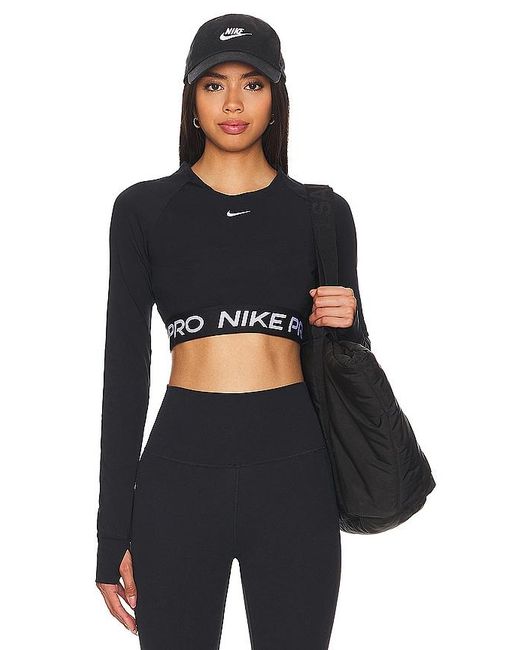 Nike Black Pro 365 Crop Long Sleeve Top