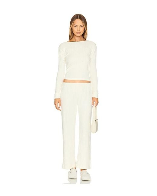 DONNI. White Pointelle Simple Cropped Pant