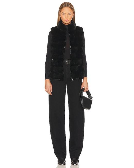 Jocelyn Black Plush Faux Fur Reversible Vest