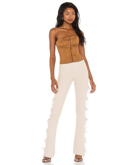 GUIZIO Brown Satin Corset Top