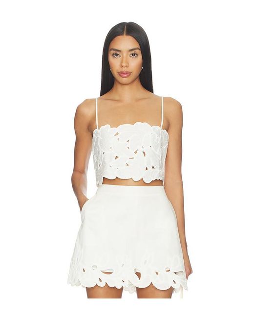 Cinq À Sept White Paisley Bloom Embr Caterina Top