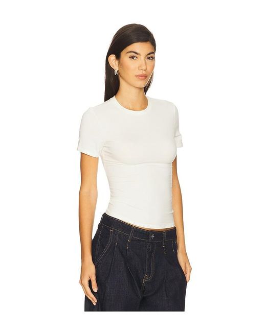 Skims White Cotton Jersey T-Shirt
