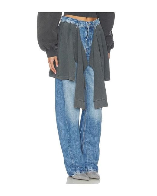 Alexander Wang Blue Slouchy Jean With Tied T-Shirt