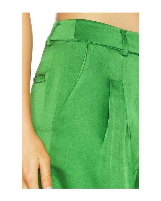 Susana Monaco Green Satin Pleated Pant