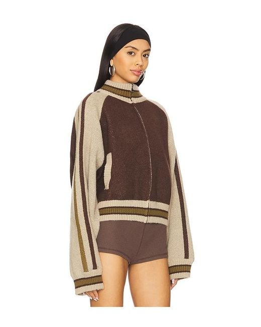 Jaded London Brown Knitted Bomber