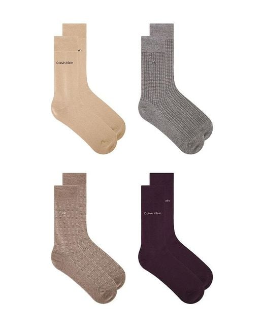 Calvin Klein 4 Pack Combed Cotton Giftbox Dress Crew Socks in White für Herren