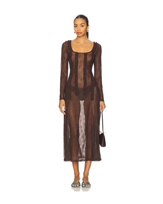 Damson Madder Brown Raphi Lace Midi Dress