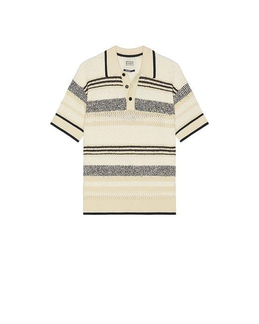 Scotch & Soda Natural Structured Dropped Shoulder Knitted Polo for men
