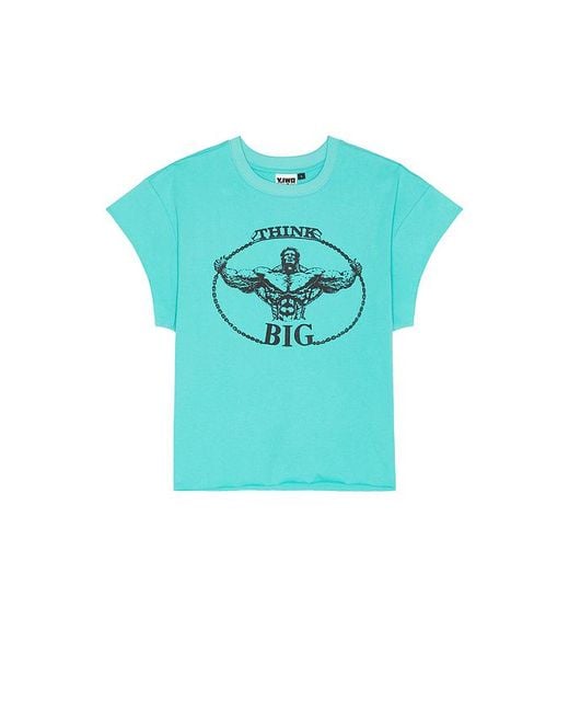 Y,IWO Blue Think Big Cap Sleeve Tee for men