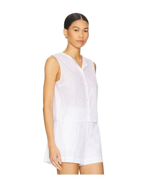 Theory 袖なしボタンダウントップ White