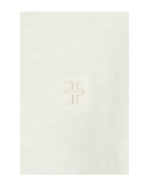 ÉTERNE White Lightweight French Terry Cropped V-Neck Sweatshirt