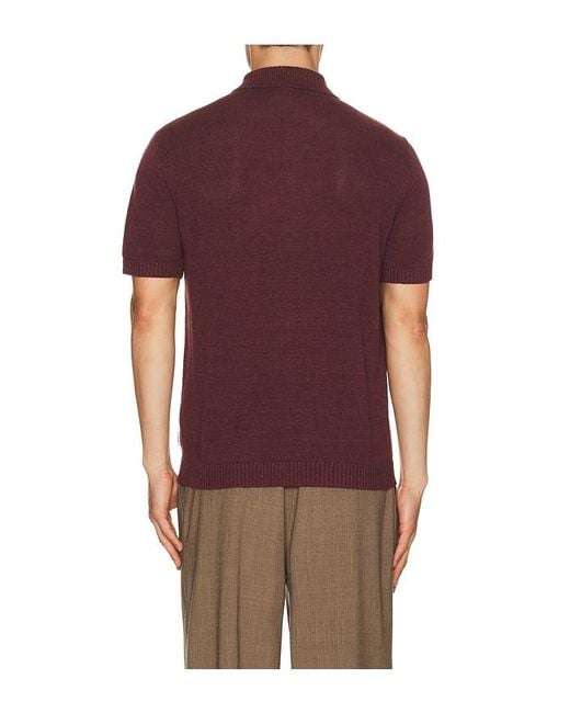 Onia Red Silk Linen Johnny Polo for men