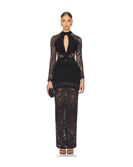 PATBO Knit Lace Maxi Dress in Black | Lyst