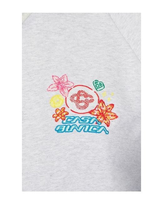 Casablanca White Embroidered Cropped Hoodie