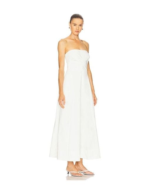 St. Agni White Sculpted Cotton Strapless Dress