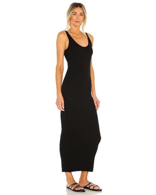 Enza Costa Black Silk Rib Ankle Length Tank Dress