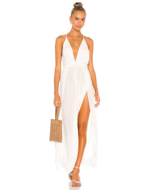 Indah River Solid Triangle Plunge Dress 