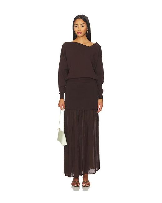 Line & Dot Brown Rhone Mix-Media Skirt