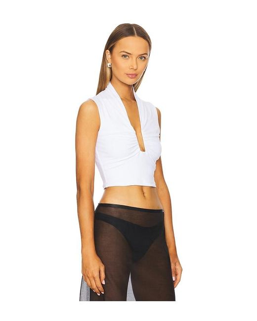 Susana Monaco Black Square Wire Gathered Sleeveless Top